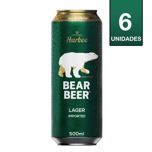 CERVEZA BEAR BEER LAGER 500CC (6 UNIDADES)