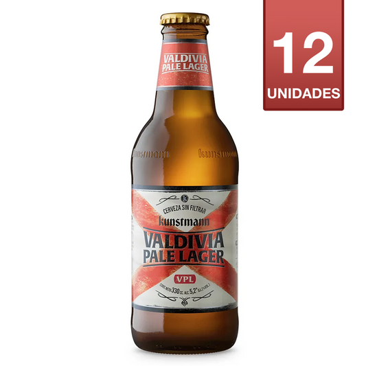 CERVEZA KUNSTMANN VALDIVIA PALE LAGER BOTELLA 330CC (12 UNIDADES)