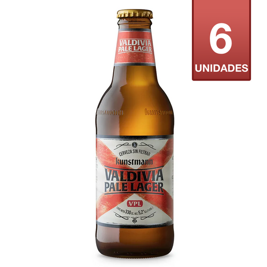 CERVEZA KUNSTMANN VALDIVIA PALE LAGER BOTELLA 330CC (6 UNIDADES)