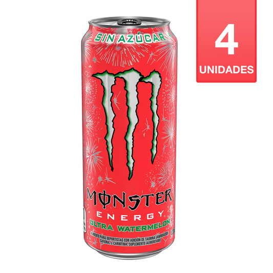 BEBIDA ENERGÉTICA MONSTER ULTRA WATERMELON 473 ML (4 UNIDADES)