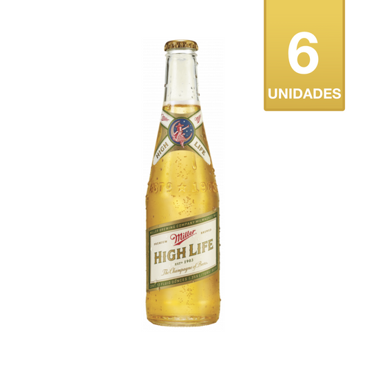 CERVEZA MILLER HIGH LIFE 355 ML (6 UNIDADES)