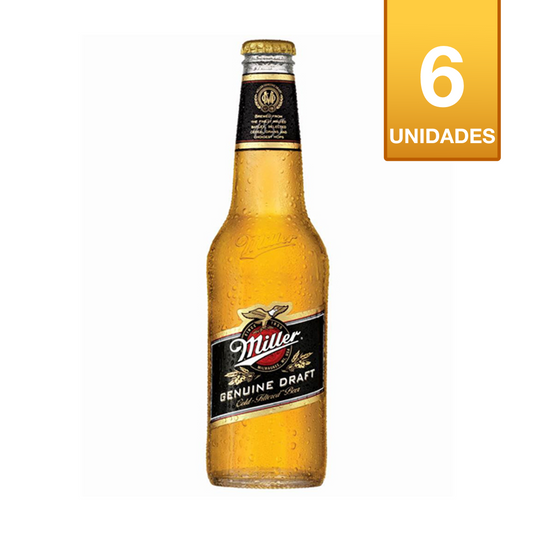 CERVEZA MILLER LAGER 355 CC (6 UNIDADES)