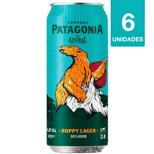 CERVEZA AUSTRAL PATAGONIA HOPPY LAGER 470CC (6 UNIDADES)